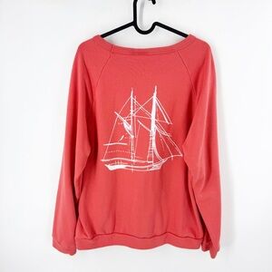 ✅ ONIA Coral Women's CREW NECK SWEATSHIRT WITH SAILBOAT‎ SIZE LARGE